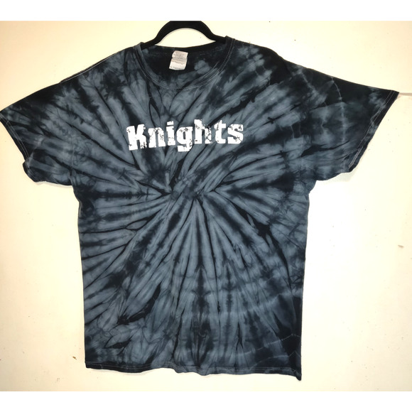 Gildan Other - Knights Gildan Tie Dyed Shirt XL Black Blue Gray Cotton White Stitching Unisex